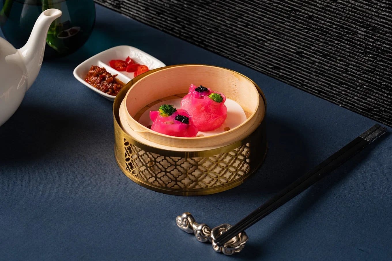 Abalone Har Gow Topped with Black Caviar 