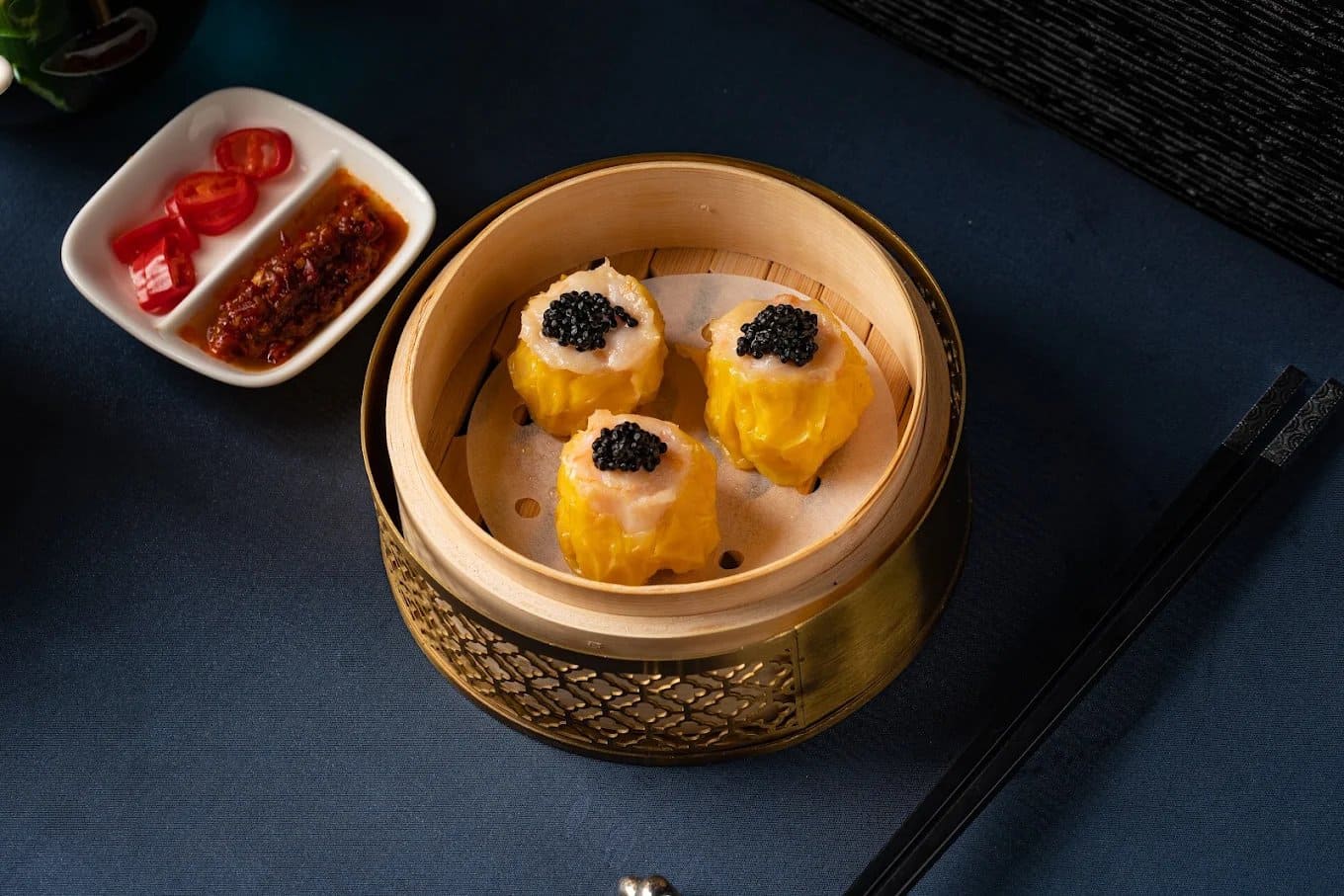 Shrimp Siu Mai with Black Caviar Roe