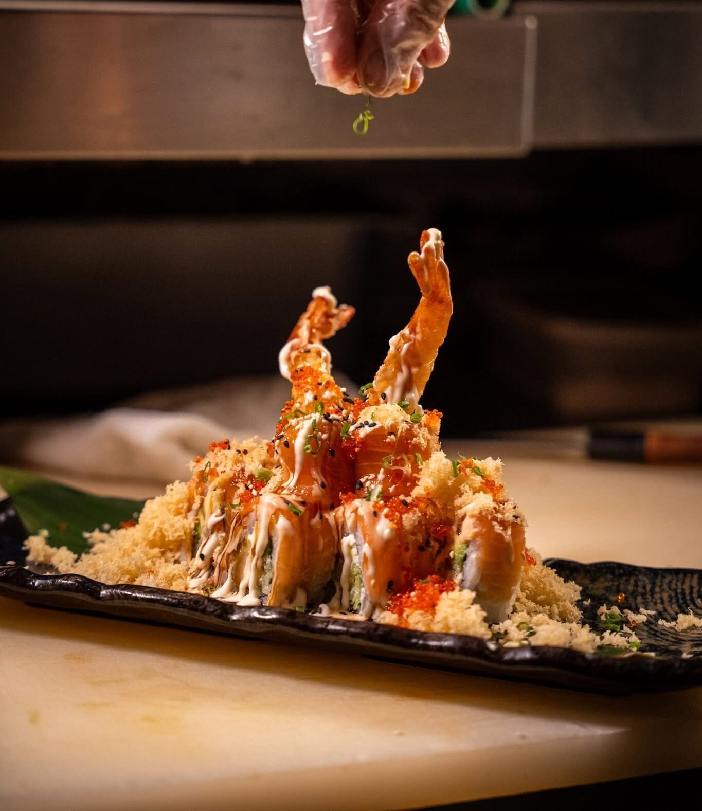SALMON AND  SHRIMP TEMPURA ROLL