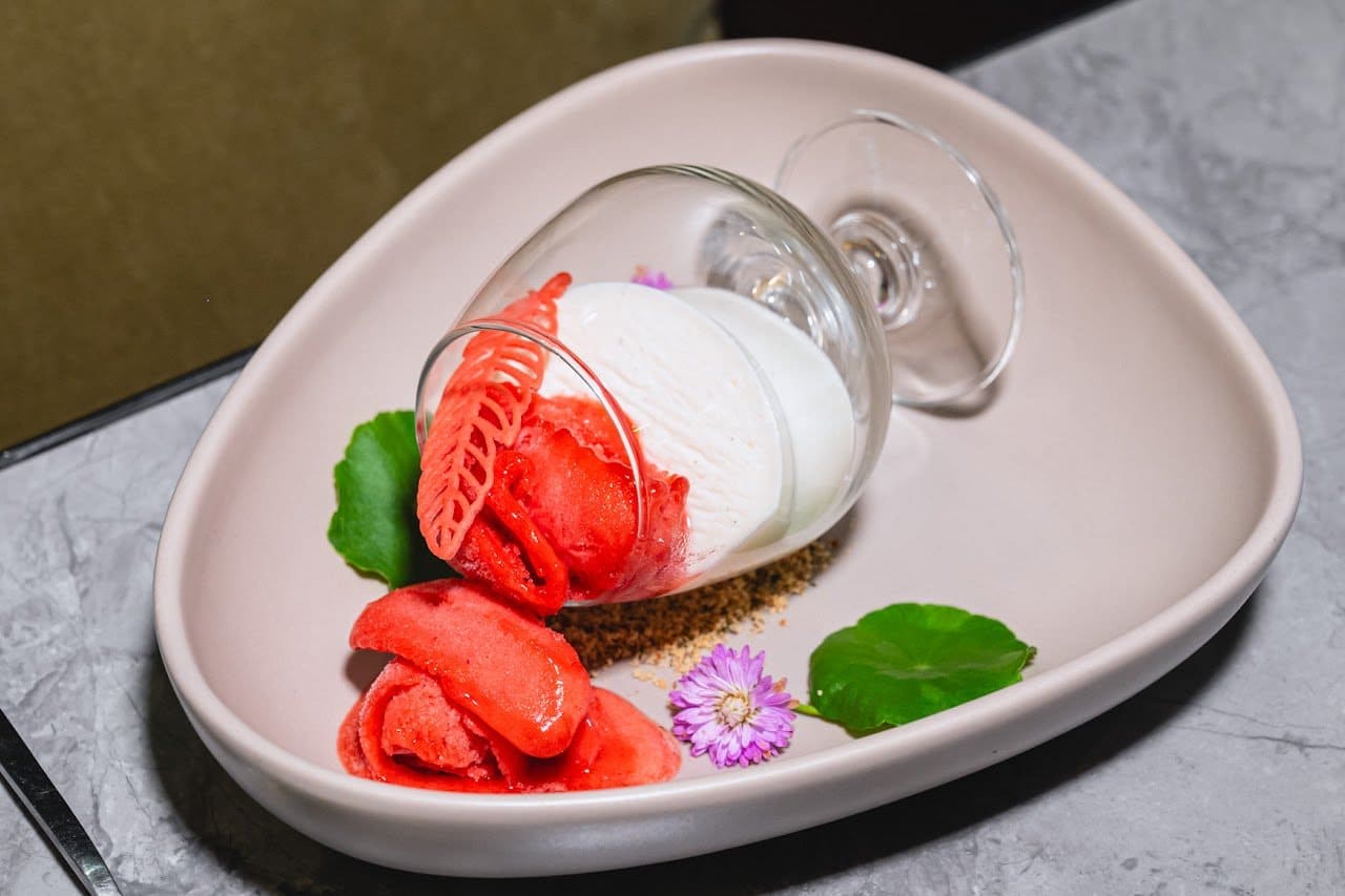 Chewy Panna Cotta with Sour Sherbet