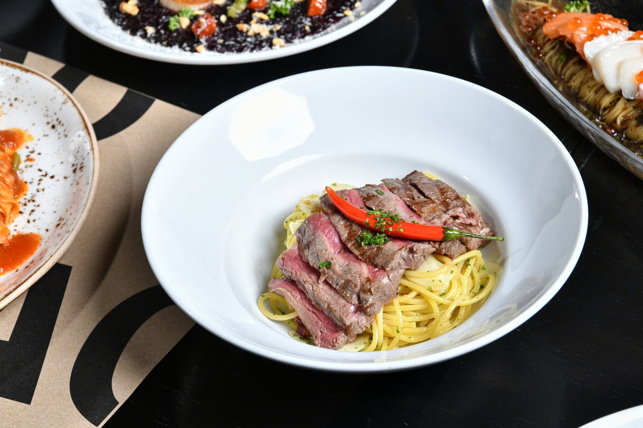 Spaghetti AOP with Wagyu Steak